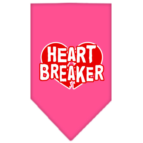 Heart Breaker Screen Print Bandana Bright Pink Large